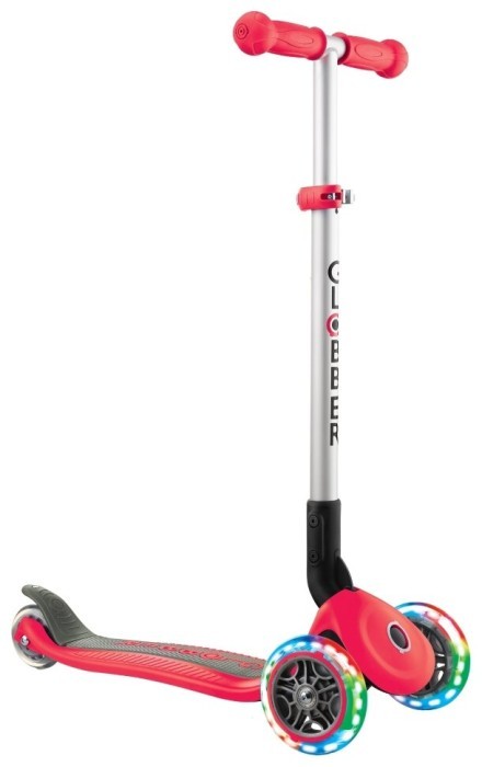 Самокат Globber серии Primo Foldable Lights, красный, красный