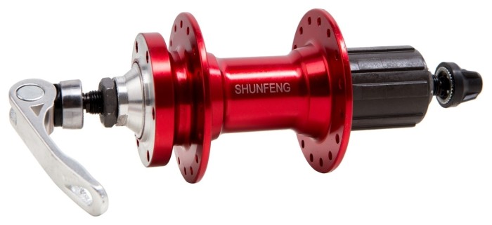Задня втулка AL 36H під диск. SHUNFENG SF-A217R червоний з ексцентром. пром. підшипні. під касету 8-9-10, укр, укр