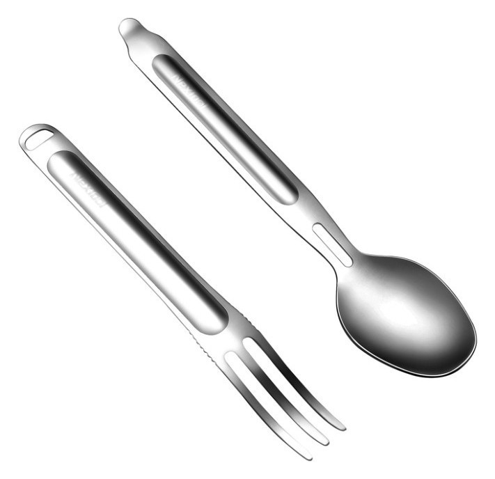Туристический набор ложка-вилка NexTool Portable Stainless Steel Tableware, нержавеющая сталь