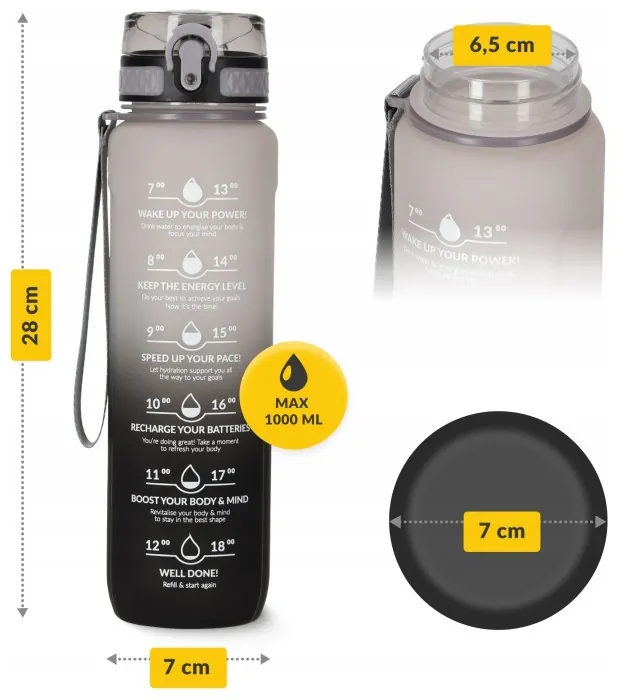 Бутылка для воды спортивная 4FIZJO 1000 мл Grey/Black (P-5905973400756)