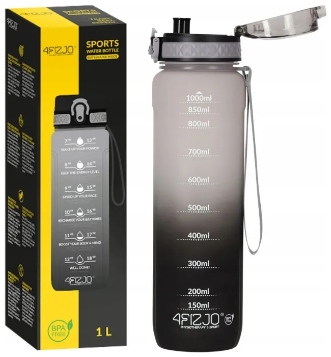 Бутылка для воды спортивная 4FIZJO 1000 мл Grey/Black (P-5905973400756)