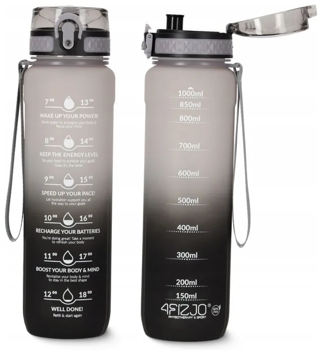 Бутылка для воды спортивная 4FIZJO 1000 мл Grey/Black (P-5905973400756)