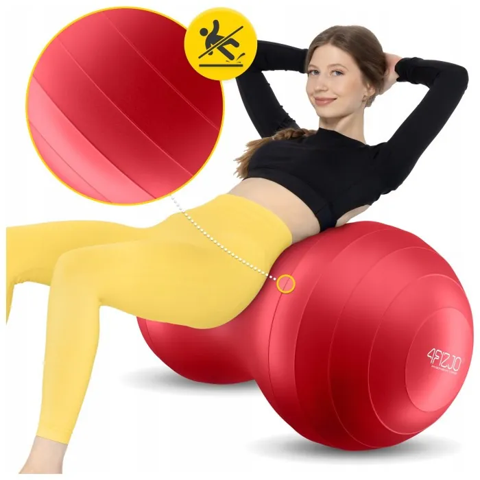 М'яч для фітнесу (арахіс) 4FIZJO Air Ball Peanut 45 x 90 см Anti-Burst Red (P-5907739318558)