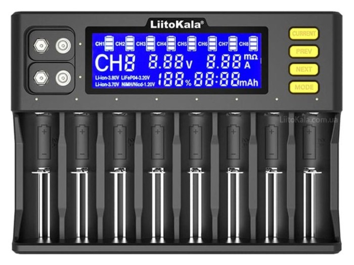 Зарядний пристрій LiitoKala Lii-S8 на 8 каналів для акумуляторів + автомобільний кабель