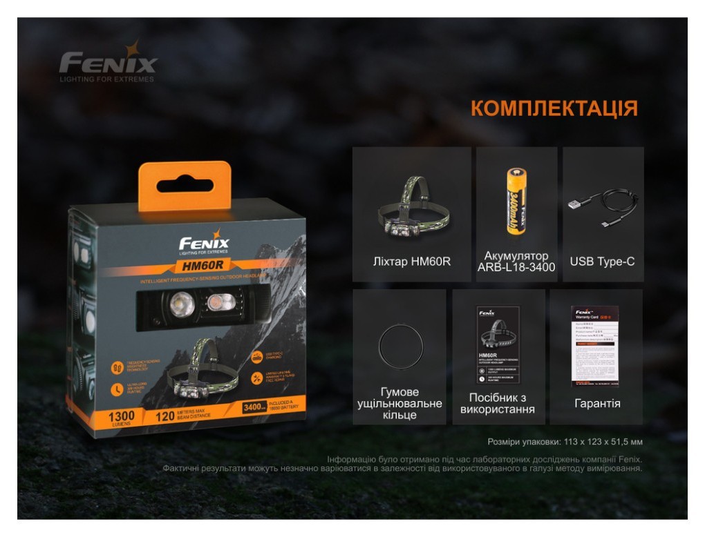 Ліхтар налобний Fenix HM60R, камуфляж | Лімітована серія, укр, укр