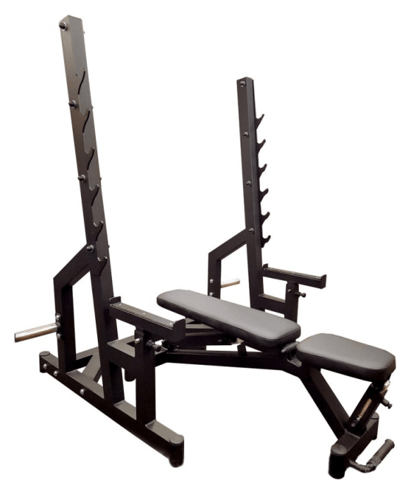 Скамейка Black Rock + Стойки Black Rock + Набор металлических резиновых дисков 120 кг.