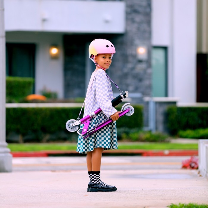 Самокат MICRO серии "Sprite" - ПУРПУРОВЫЙ МЕТАЛЛИК (сложный, до 100 kg, двухколесный)