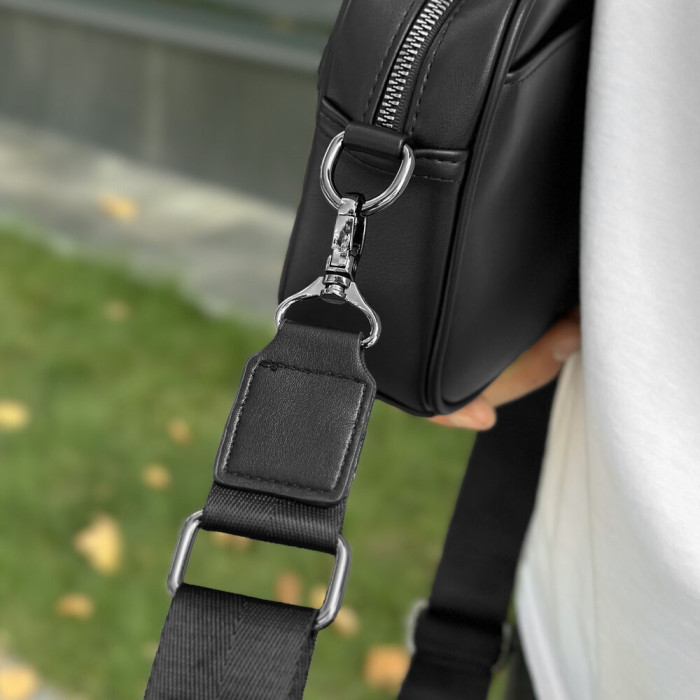 Шкіряна чорна чоловіча сумка Pobedov Delta