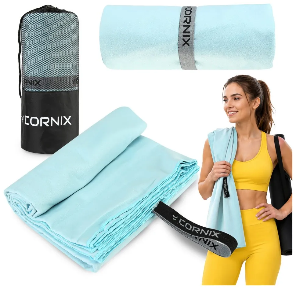 Рушник спортивний Cornix 180 x 100 см з мікрофібри XR-0560 Sky Blue (LFXR-0560)
