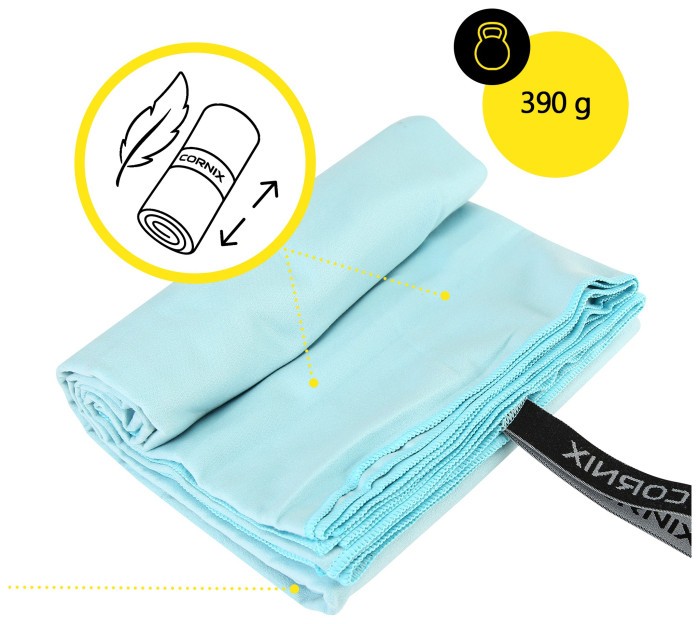 Рушник спортивний Cornix 180 x 100 см з мікрофібри XR-0560 Sky Blue