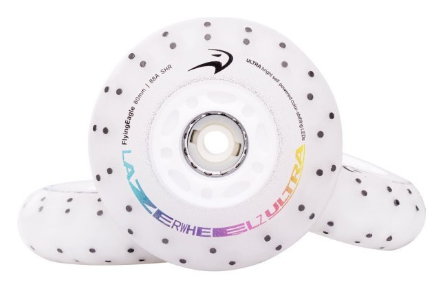Светящиеся колеса для роликов Flying Eagle Lazerwheelz Ultra Color-Shifting+Sparks 88A 4 шт