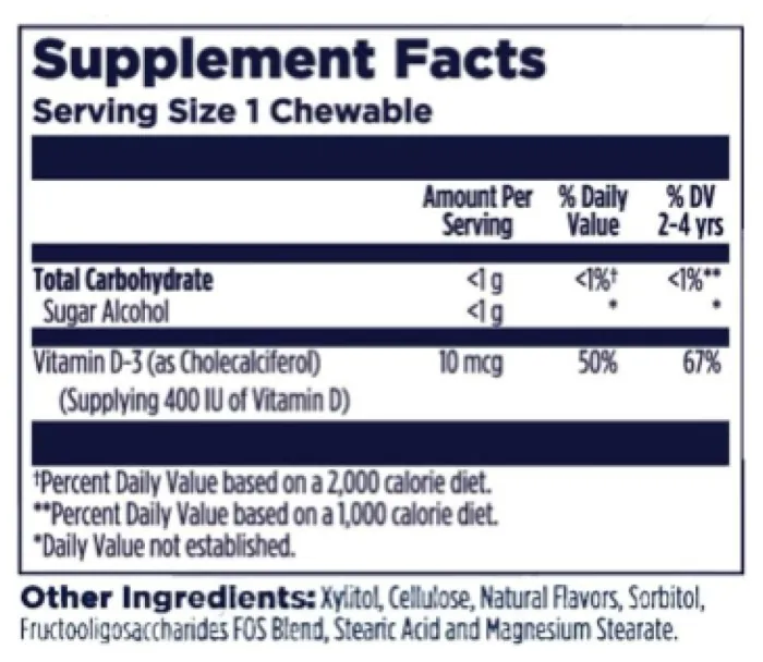 Vitamin D-Rex 10mcg - 90 chewable Bubble Gum