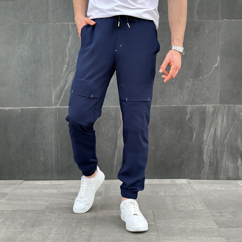 Чоловічі штани джогери з кишенями сині Pobedov Vershyna