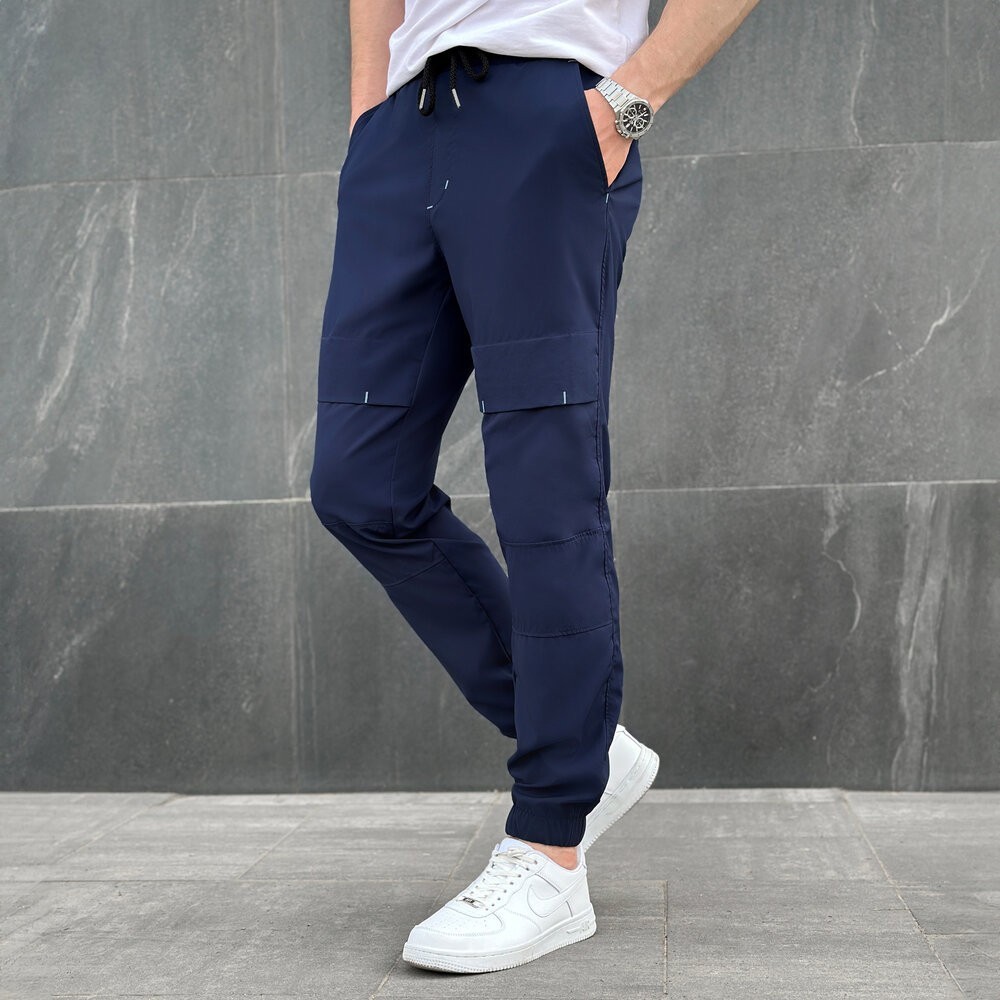 Мужские брюки джогеры с карманами синие Pobedov Vershyna