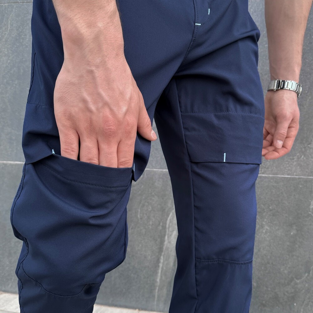 Мужские брюки джогеры с карманами синие Pobedov Vershyna