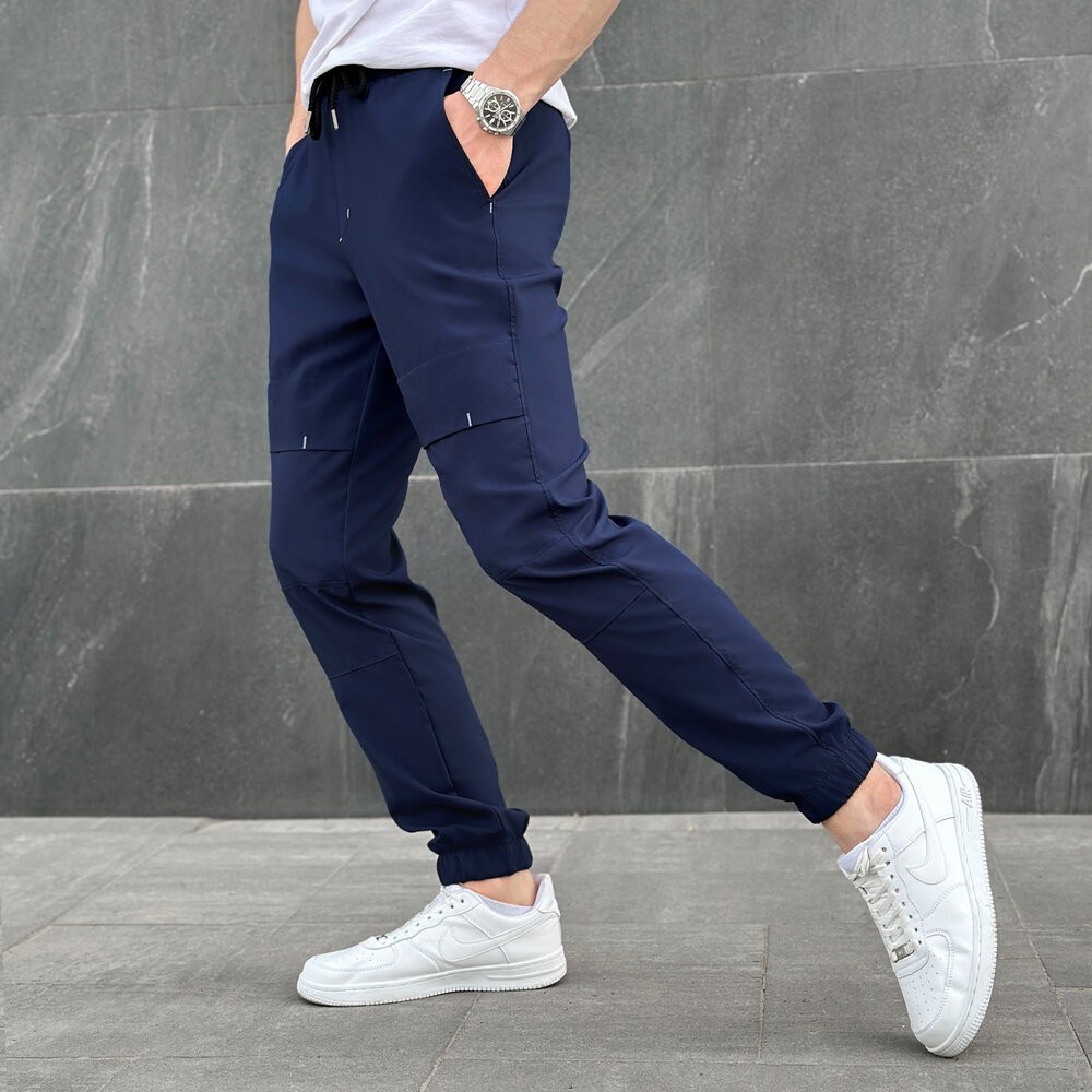 Мужские брюки джогеры с карманами синие Pobedov Vershyna