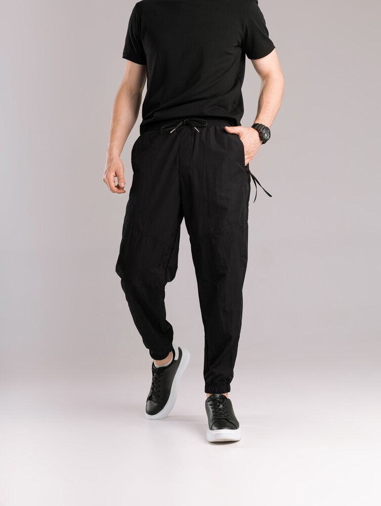 Плащові джогери з кишенями для чоловіків. Літні чорні джогери легкі чоловічі Pobedov Yoxo, укр, укр