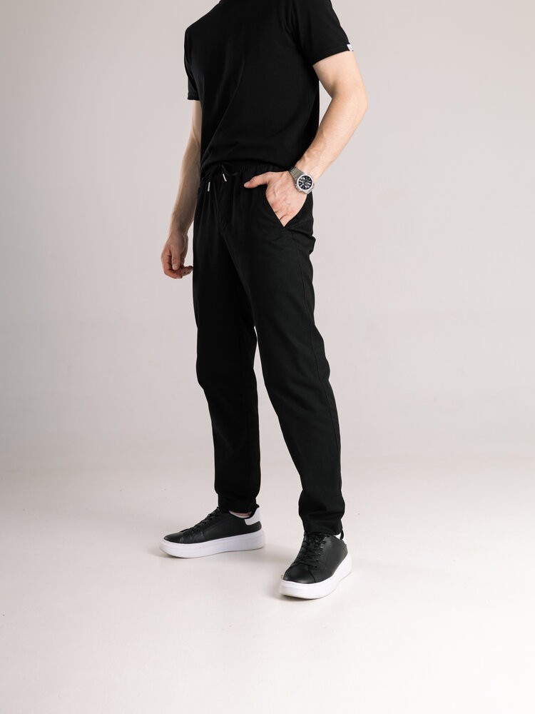 Мужские черные демисезонные штаны котоновые прямого кроя Pobedov Step BATAL