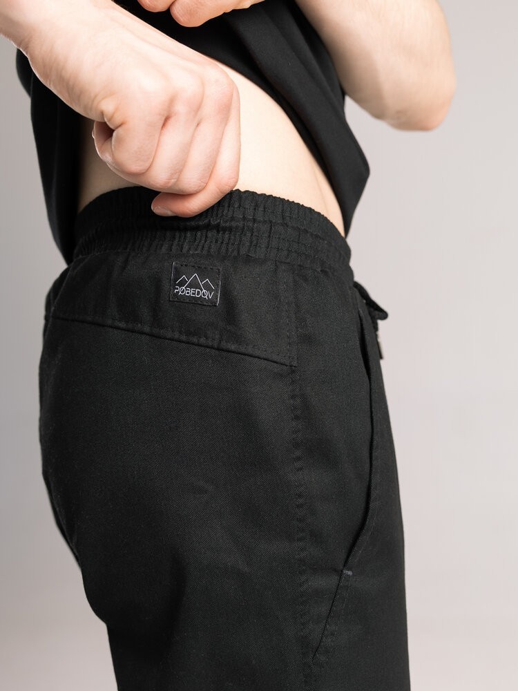 Мужские черные демисезонные штаны котоновые прямого кроя Pobedov Step BATAL