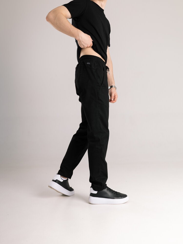 Мужские черные демисезонные штаны котоновые прямого кроя Pobedov Step BATAL