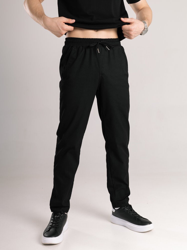 Мужские черные демисезонные штаны котоновые прямого кроя Pobedov Step BATAL