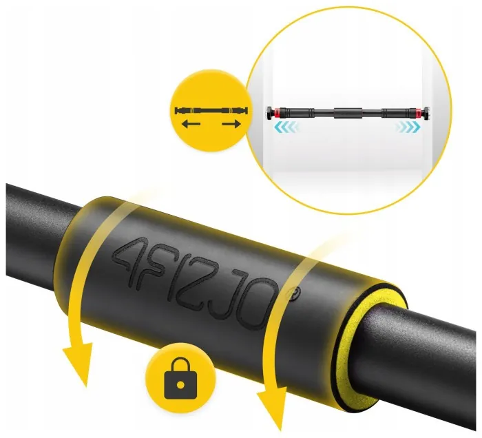 Турник раздвижной 4FIZJO 66-100 см Black/Yellow (P-5907739314765)