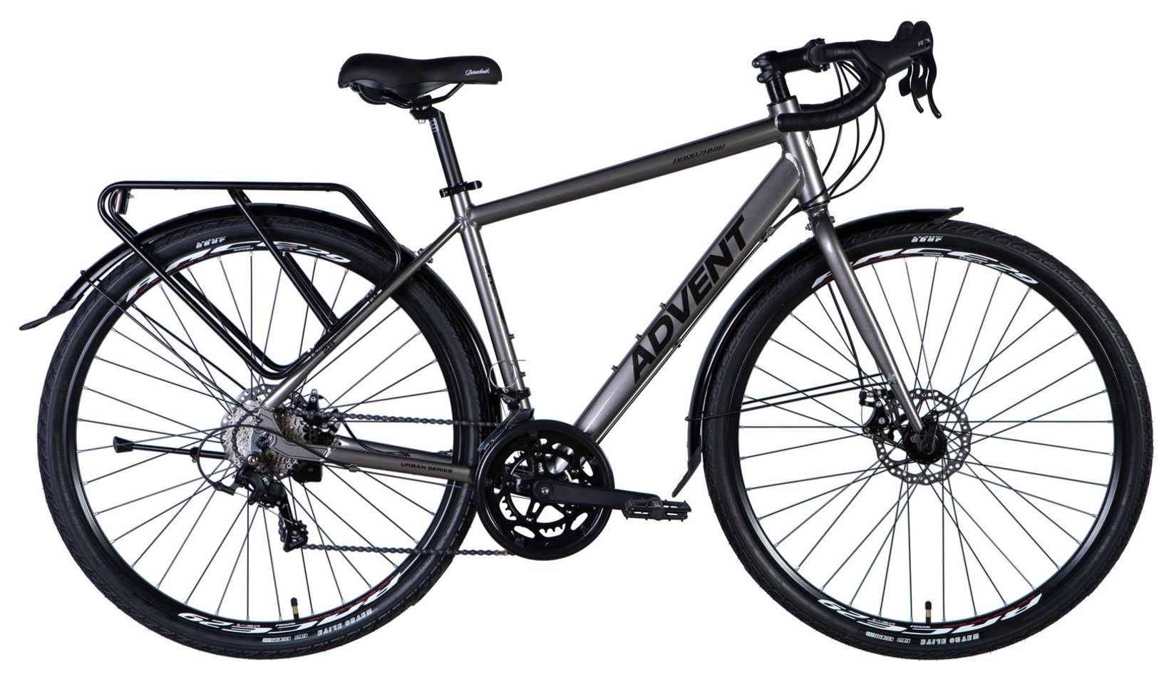 Велосипед AL 28" Dorozhnik ADVENT рама- " з багажником задн St з крилом Pl 2024 (сірий металік)