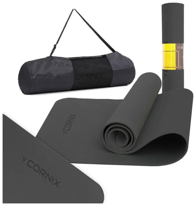 Коврики спортивные Cornix TPE 183 x 61 x 0.6 см для йоги и фитнеса XR-0350 Black