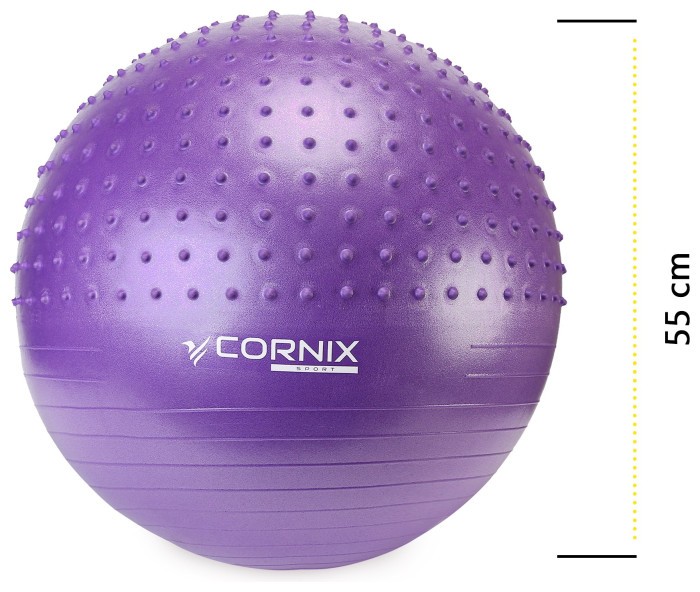 М'яч для фітнесу (фітбол) Cornix 55 см напівмасажний Anti-Burst XR-0460 Violet