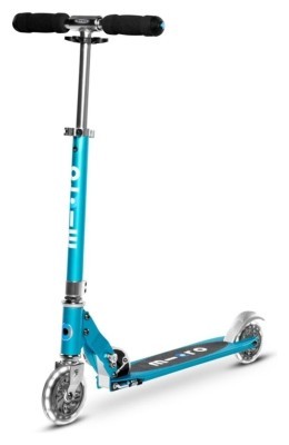 Самокат MICRO серии "Sprite LED" - Голубой ОКЕАН (до 100 kg, двухколесный, свет)