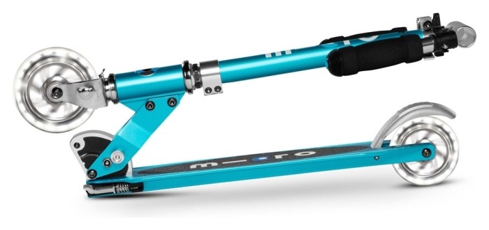 Самокат MICRO серії "Sprite LED" – БЛАКИТНИЙ ОКЕАН (до 100 kg, двоколісний, світло), укр, укр