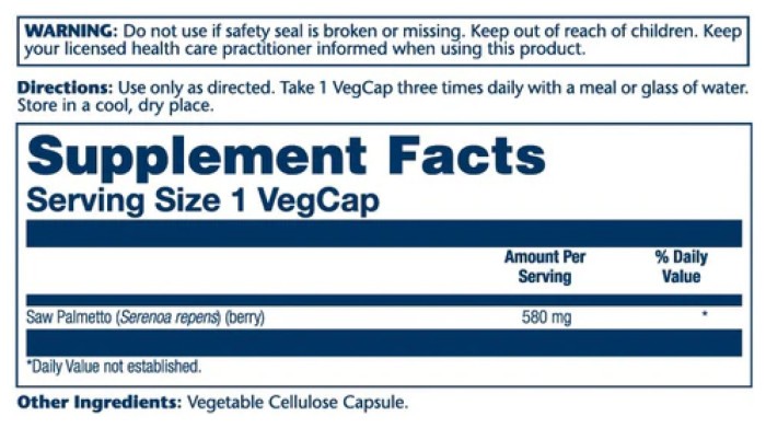 Saw Palmetto Berry 580mg - 100 vcaps