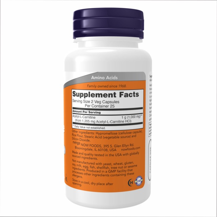 Acetyl L-Carnitine 500mg - 200 vcaps (Пошкоджена банка)
