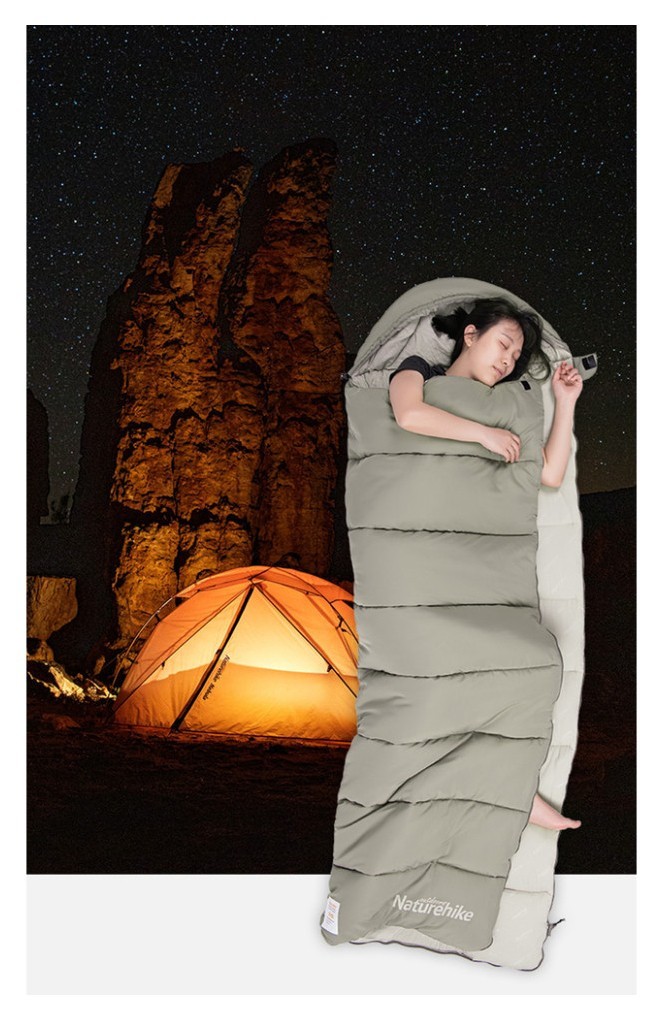 Спальный мешок с капюшоном Naturehike M300 NH20MSD02, зеленый, правый