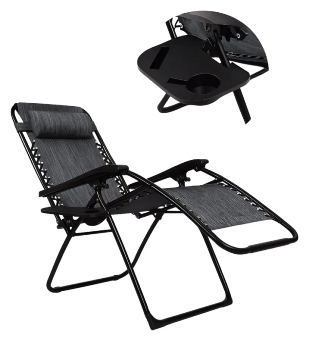 Комплект із 2 шезлонгів і столу 95х55х50 см Zero Gravity LEOBRO (LB-ZGC-F1-DGR-FT-A2)