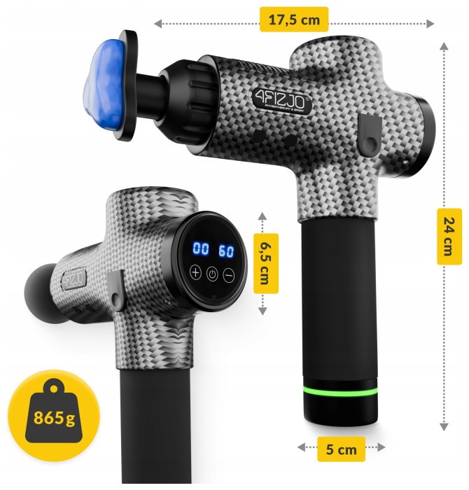 Ручной перкуссионный массажер 4FIZJO Massage Gun Ultra Cool Edition 100 Вт массажный пистолет (P-5905973401470)