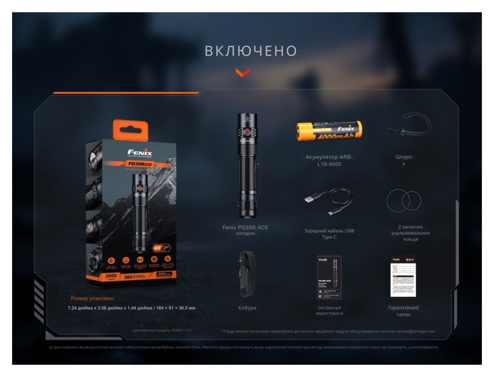 Фонарь тактический ручной Fenix PD35R ACE LED 2000 лм + наключительный фонарь CL01 (черный) | Лимитированная серия