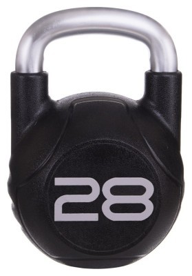Гиря цельная с полиуретановым покрытием и хромированной ручкой Zelart TA-2681-28 28кг (MD2220-28) (металл, PU, черный)