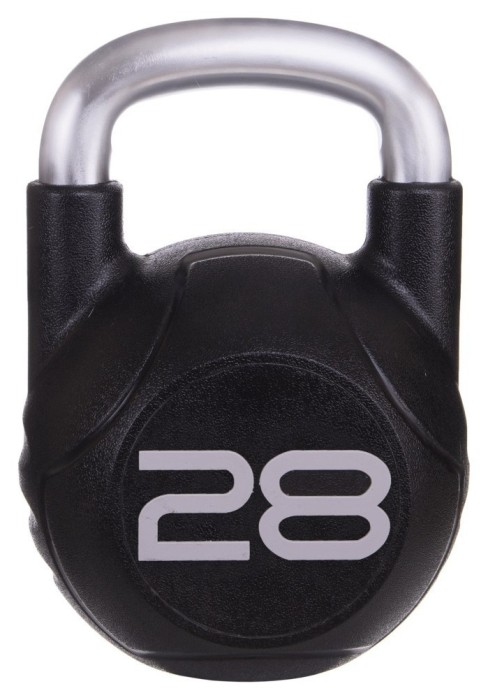 Гиря цельная с полиуретановым покрытием и хромированной ручкой Zelart TA-2681-28 28кг (MD2220-28) (металл, PU, черный)