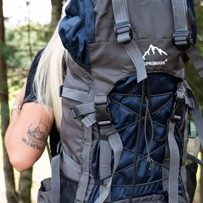 Туристический рюкзак Springos 90 л CS0130 Navy Blue/Grey