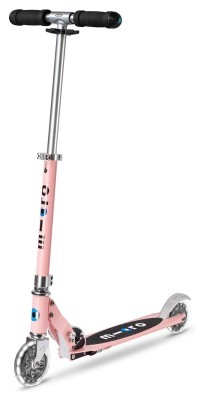 Самокат MICRO серии "Sprite LED" - НЕОНОВАЯ ТРОЯНДА (складной, до 100 kg, двухколесный, свет)