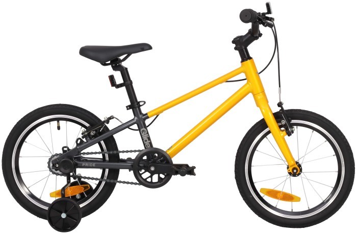 Велосипед 16" Pride GLIDER 16 2025 жовтий, укр, укр