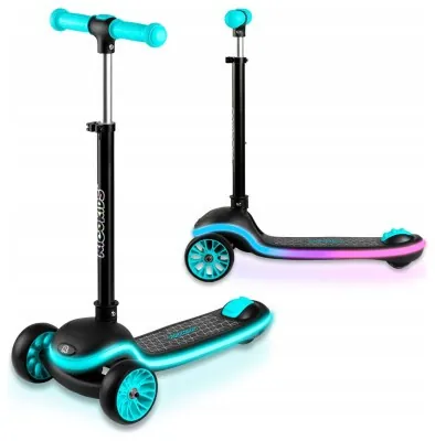 Детский самокат трехколесный Ricokids Leddi черно-бирюзовый