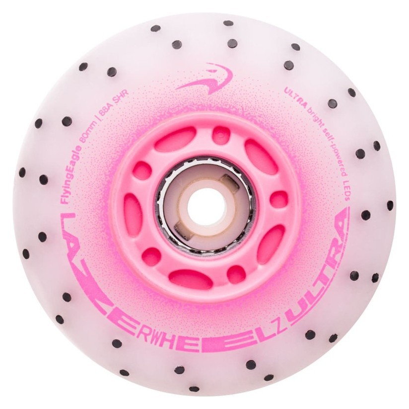 Светящиеся колеса для роликов Flying Eagle Lazerwheelz Ultra+Sparks 88A 4 шт розовые 80 мм
