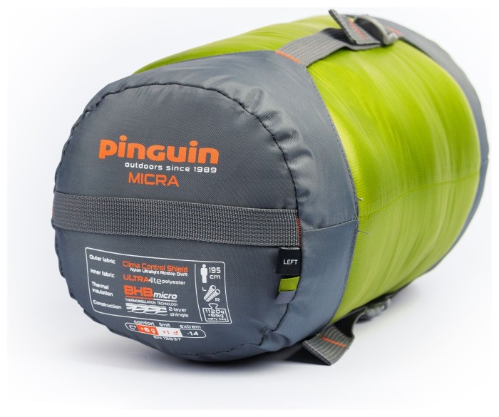 Спальный мешок Pinguin Micra (6/1°C), 185 см - Right Zip, Green (PNG 230246) 2020