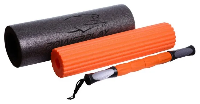 Набір 3в1 масажний ролик (ролер) PowerPlay 4022 Therapy Roller Чорно-помаранчевий