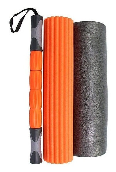 Набір 3в1 масажний ролик (ролер) PowerPlay 4022 Therapy Roller Чорно-помаранчевий