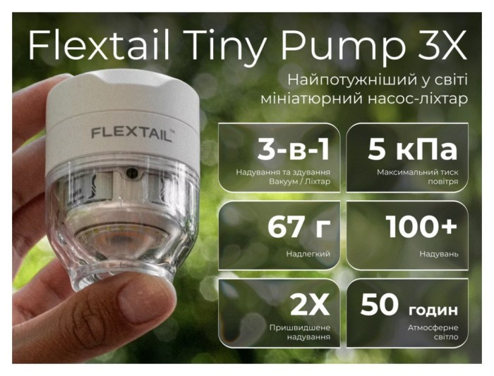 Насос-ліхтар кемпінговий Flextail Tiny Pump 3X, білий