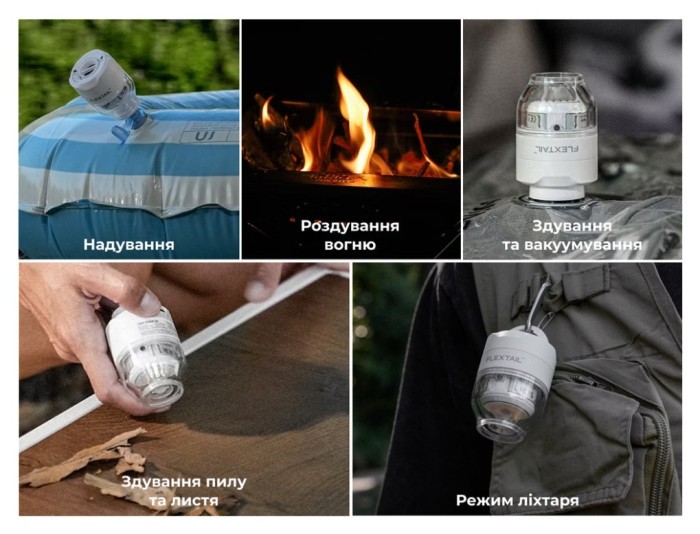 Насос-ліхтар кемпінговий Flextail Tiny Pump 3X, білий