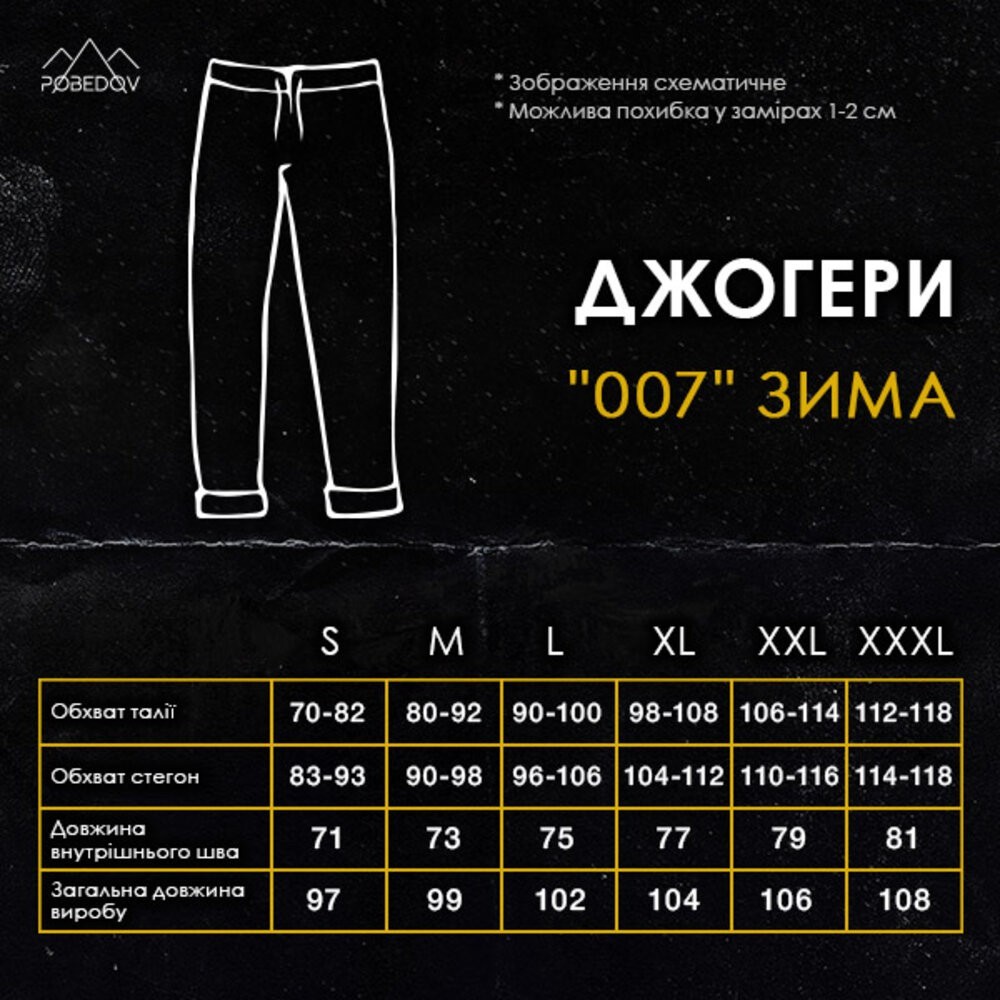 Чоловічі штани джогери з кишенями чорні Pobedov 007 ЗИМА, укр, укр